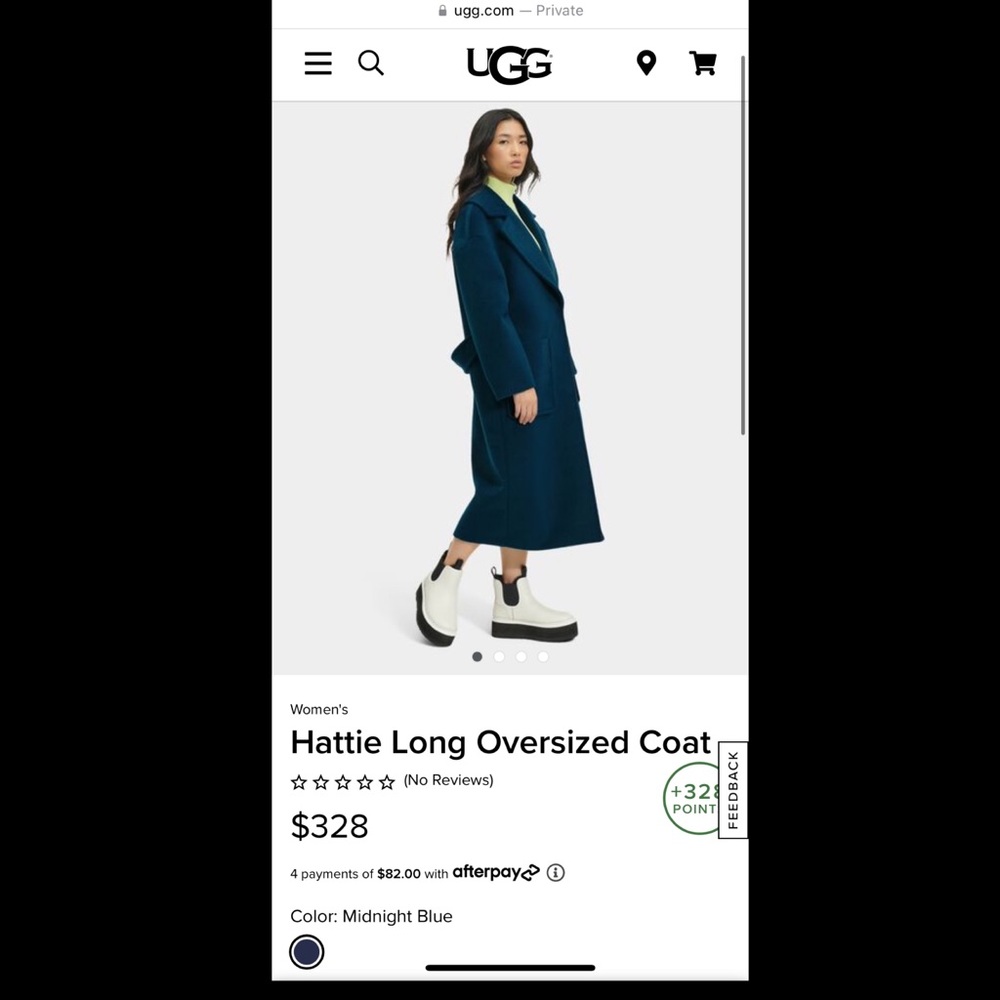 Midnight blue oversized UGG trench coat. BRAND NEW - never worn